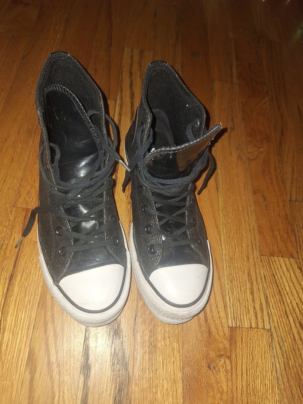 Glitter High Top Converse With Patent Leather Tongue